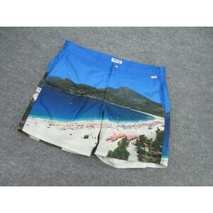 Ibiza Ocean Club Mens Swim Trunks Regular Blue Beach Scene Print 34